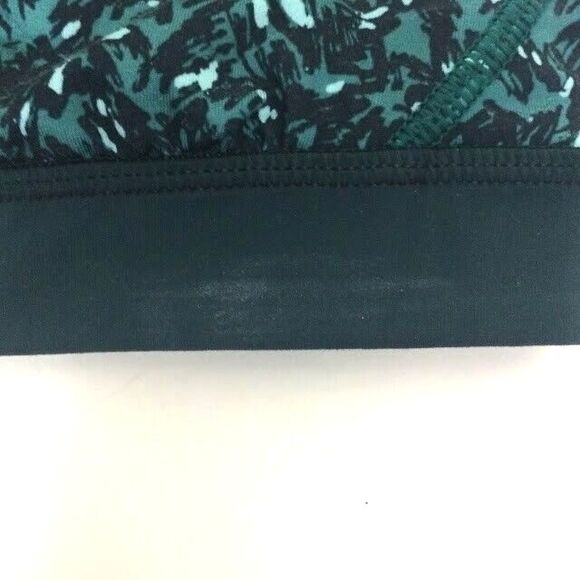 LuLuLemon Drop It Like It's Hot- Sz 2 -Teal Front-Zip Bra-Sheer Accents-Abstract - Picture 7 of 7